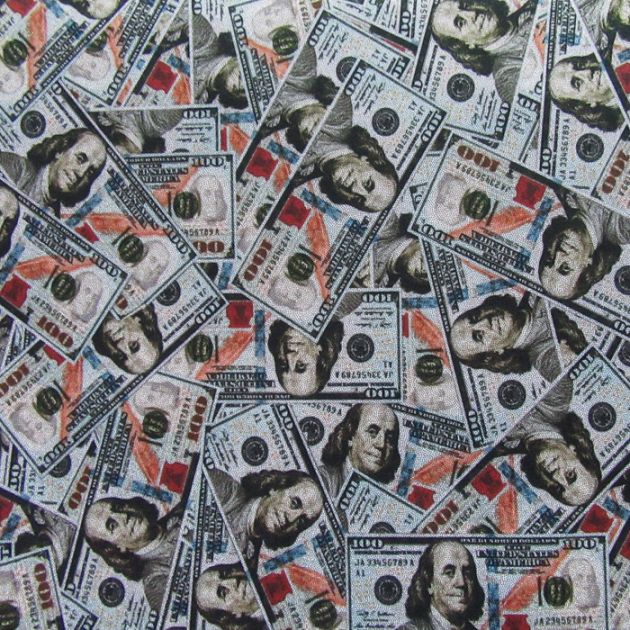 Premium Cotton Fabric with Money Print Pattern