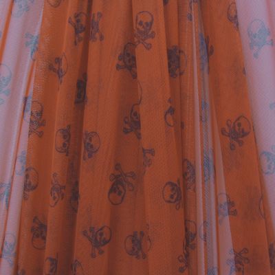 Premium Skull Print Mesh Fabric - Breathable Lightweight Textile