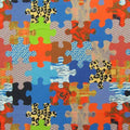Puzzle Print Spandex Fabric