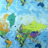World Map Mesh Fabric with Detailed Cartographic Print