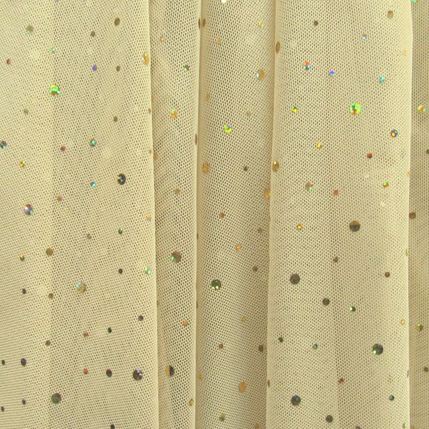 Foil Dot Mesh Fabric with Glitter and Glued Sequins