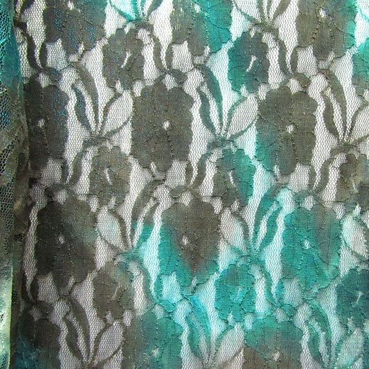 Handcrafted Tie-Dyed Delicate Floral Lace Fabric