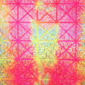 Holographic Shattered Glass Spandex Fabric - Silver/Neon Pink