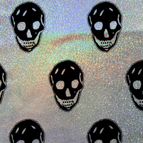 Holographic Skulls Pattern Spandex Fabric