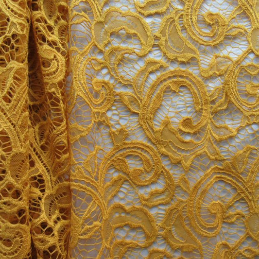 Intricate Floral Paisley Patterned Lace Fabric