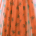 Premium Skull Print Mesh Fabric - Breathable Lightweight Textile
