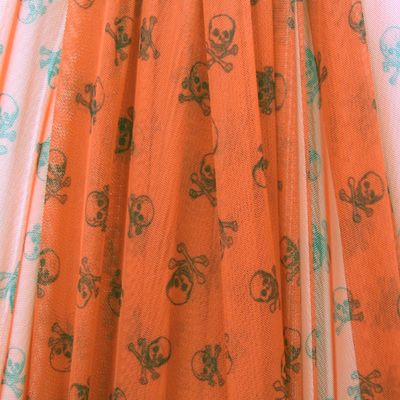 Premium Skull Print Mesh Fabric - Breathable Lightweight Textile