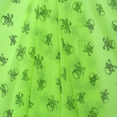 Premium Skull Print Mesh Fabric - Breathable Lightweight Textile