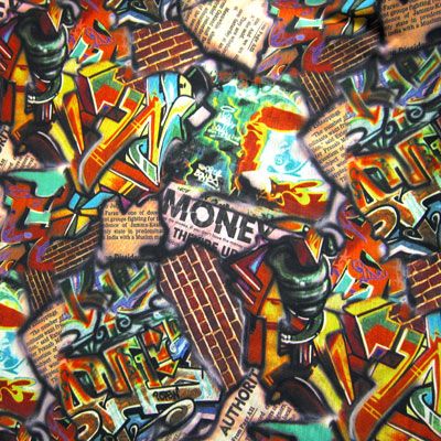 Premium Graffiti Print Mesh Fabric