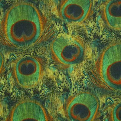 Peacock Feather Patterned Mesh Fabric