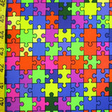 Puzzle Print Spandex Fabric